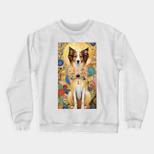 Gustav Klimt's Chromatic Pup: Vibrant Dog Illustration Crewneck Sweatshirt
